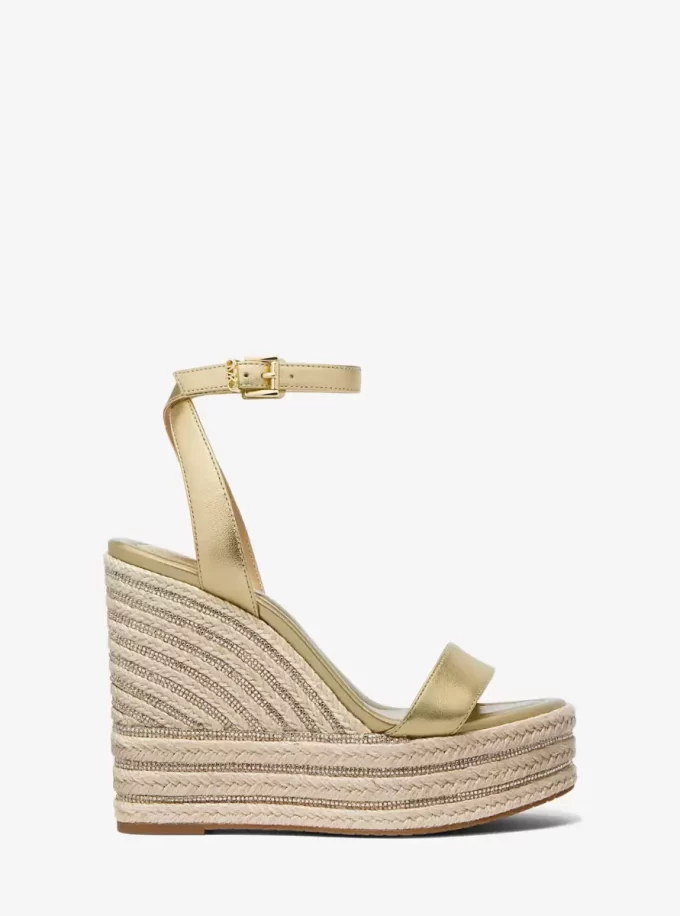 Leighton Metallic Leather Wedge Sandal Leighton Metallic Leather Wedge Sandal