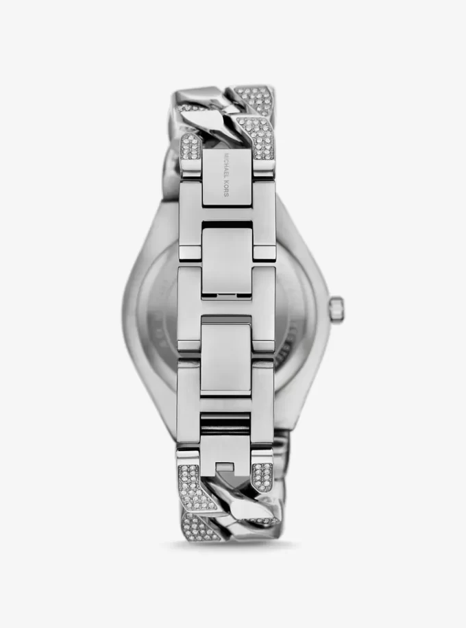 Lennox Pavé Silver-Tone Curb-Link Watch Lennox Pavé Silver-Tone Curb-Link Watch