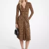 Leopard Print Matte Jersey Ruched Dress