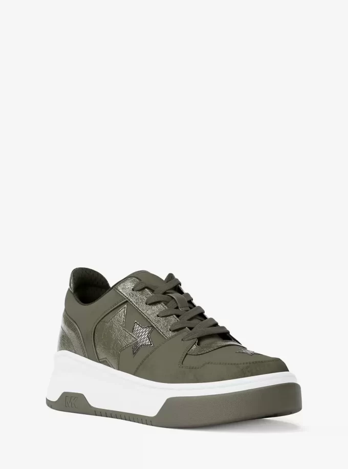 Lexi Embellished Mixed-Media Sneaker