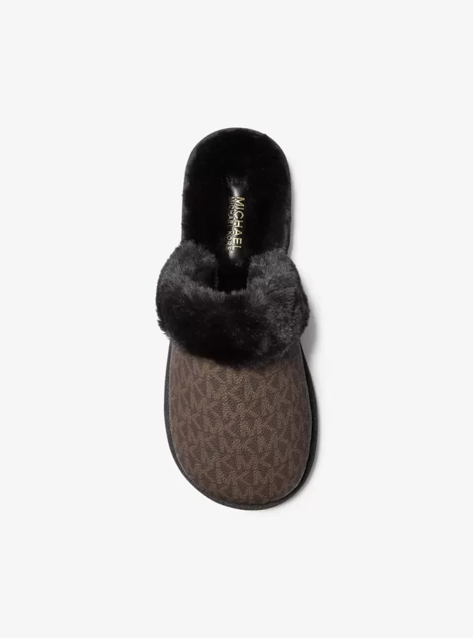 Liddy Signature Logo and Faux Fur Slipper