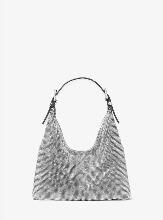 Limited-Edition Nolita Small Metallic Rhinestone Mesh Hobo Shoulder Bag Limited-Edition Nolita Small Metallic Rhinestone Mesh Hobo Shoulder Bag