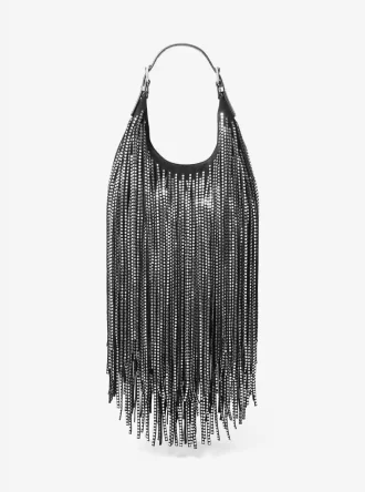 Limited-Edition Nolita Small Studded Fringe Suede Hobo Shoulder Bag