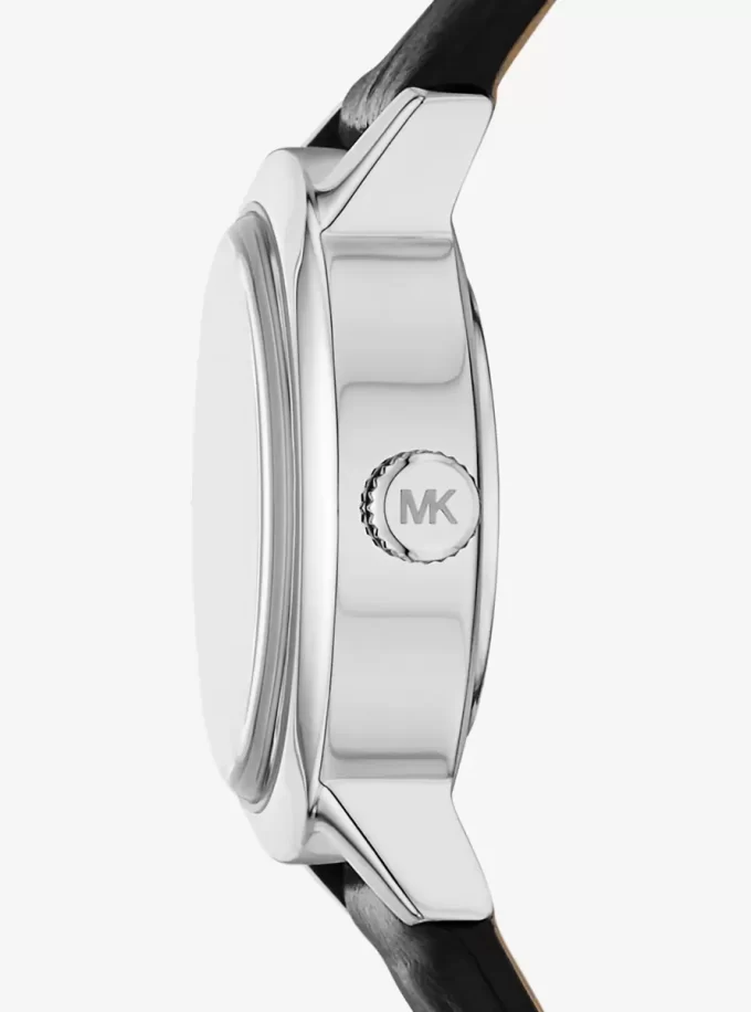 Limited-Edition Petite Maude Silver-Tone and Crocodile Embossed Leather Watch