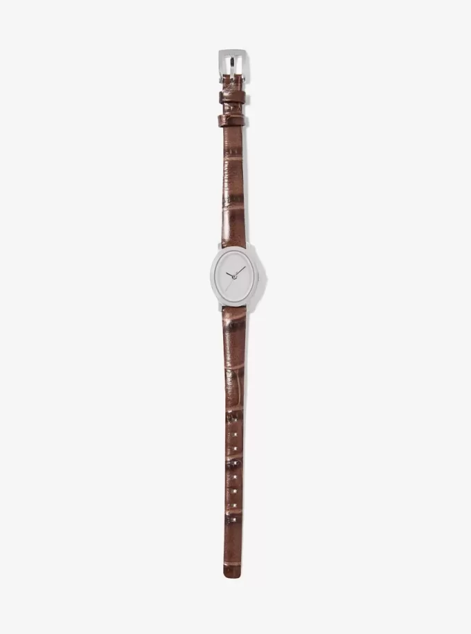 Limited-Edition Petite Maude Silver-Tone and Crocodile Embossed Leather Watch Limited-Edition Petite Maude Silver-Tone and Crocodile Embossed Leather Watch