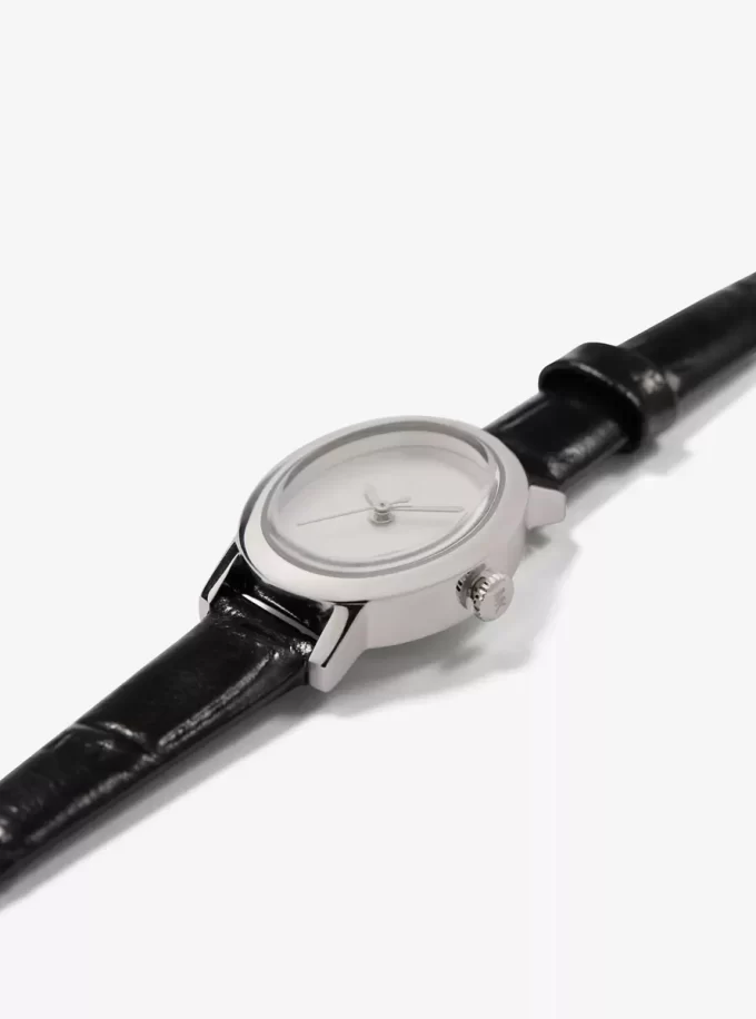 Limited-Edition Petite Maude Silver-Tone and Crocodile Embossed Leather Watch