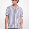 Linen and Cotton Blend Striped Shirt
