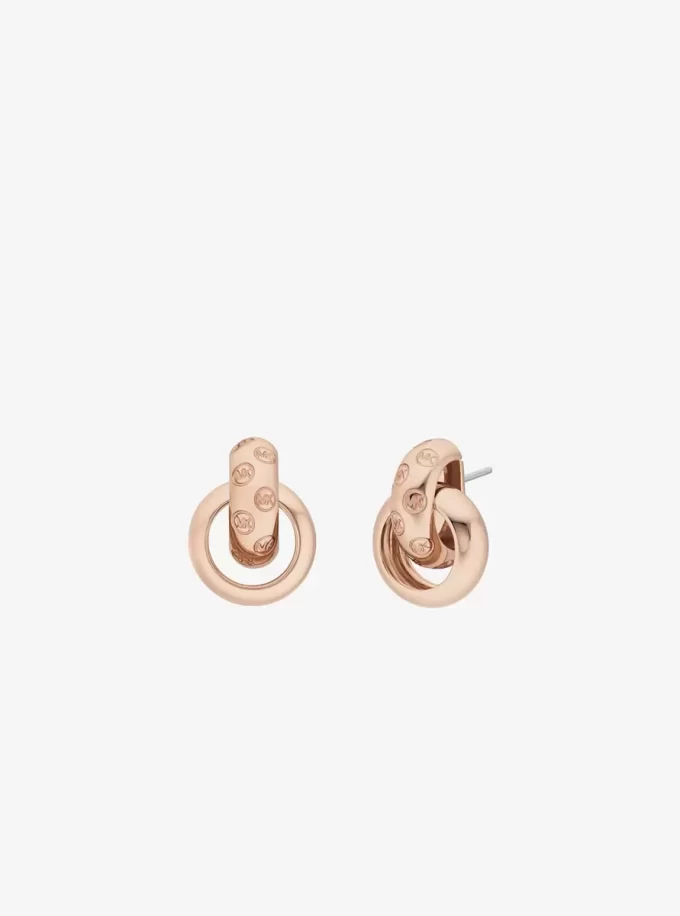 Logo Engraved Chunky Stud Earrings