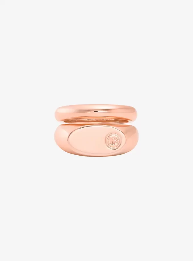 Logo Engraved Double Layered Signet Ring
