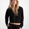 Logo Jacquard Charm Jacquard Cropped Zip-Up Hoodie