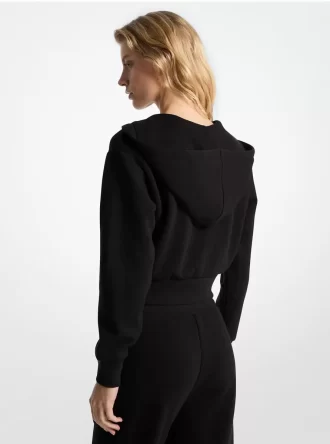 Logo Jacquard Charm Jacquard Cropped Zip-Up Hoodie