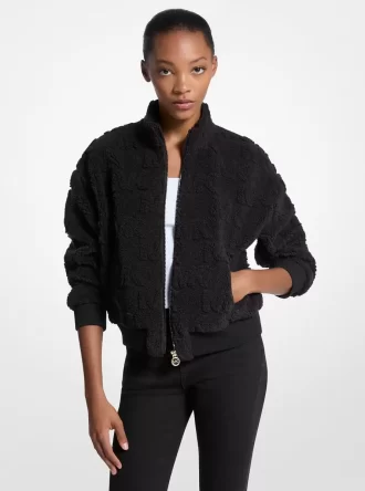 Logo Jacquard Sherpa Zip-Up Jacket