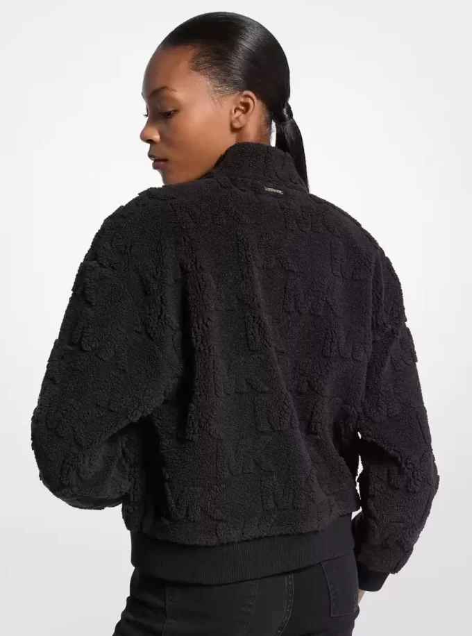Logo Jacquard Sherpa Zip-Up Jacket