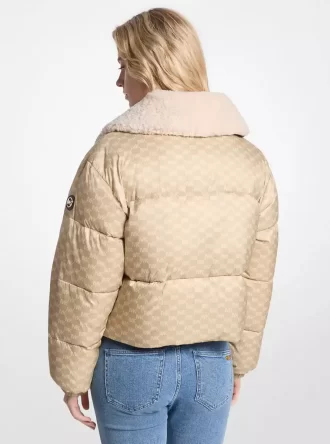 Logo Print and Sherpa Puffer Jacket Logo Print and Sherpa Puffer Jacket