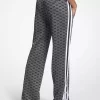 Logo Print Metallic Stretch Knit Track Pants Logo Print Metallic Stretch Knit Track Pants