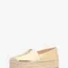 Lynne Crackled Metallic Leather Platform Espadrille