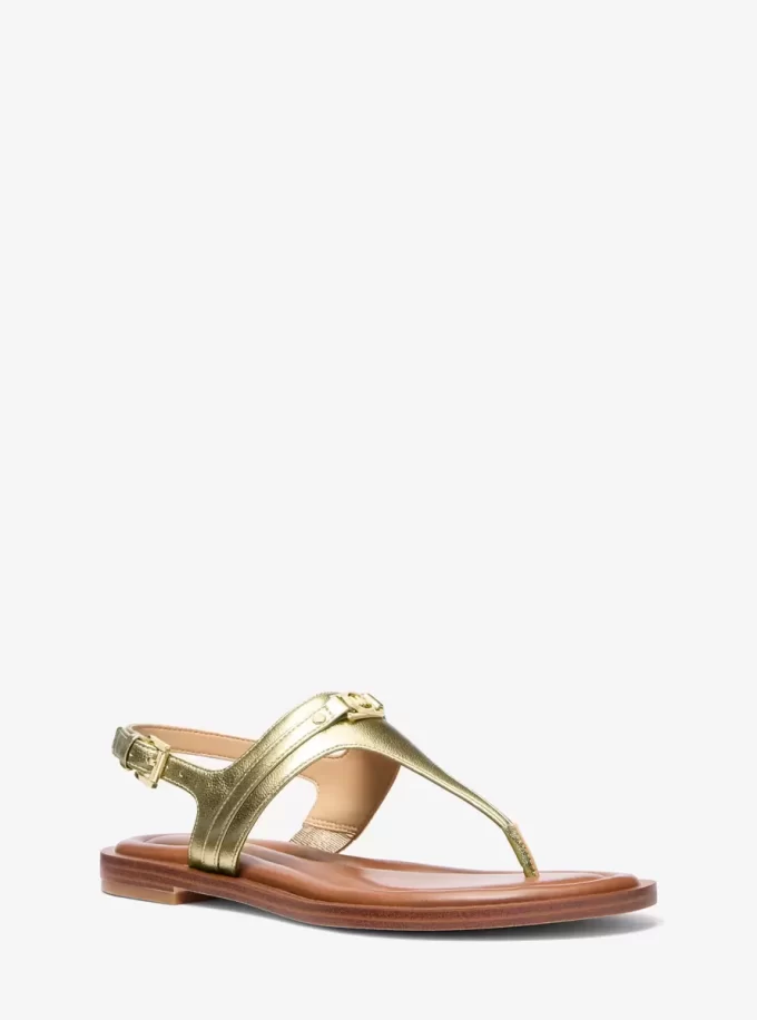 Mandy Metallic Leather T-Strap Sandal Mandy Metallic Leather T-Strap Sandal