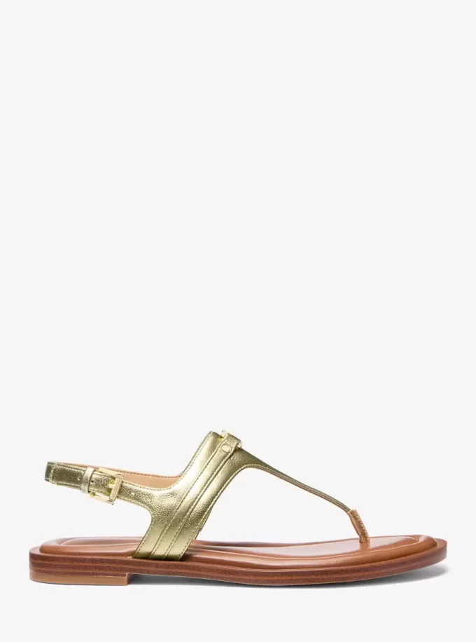 Mandy Metallic Leather T-Strap Sandal Mandy Metallic Leather T-Strap Sandal