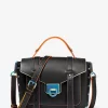 Manhattan Medium Contrast-Trim Leather Satchel