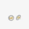 Medium Precious Metal-Plated Brass Pavé Logo Stud Earrings