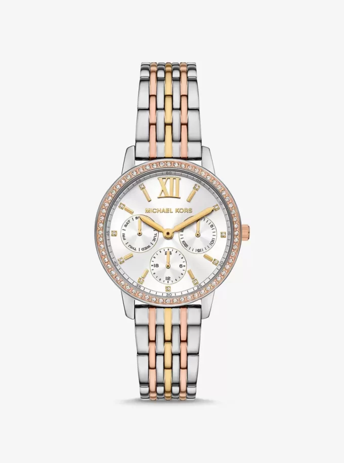 Melissa Pavé Tri-Tone Watch