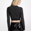 Metallic Logo Jacquard Cropped Zip-Up Cardigan