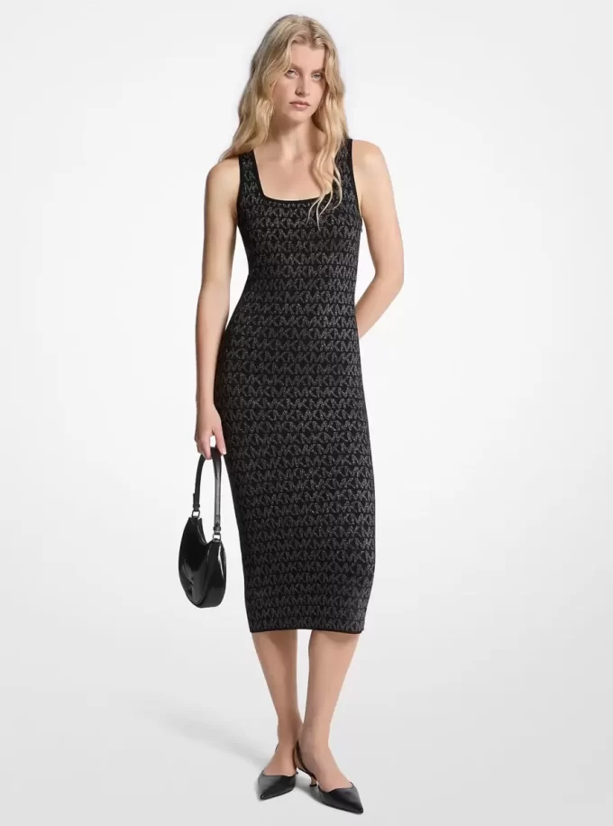 Metallic Logo Jacquard Midi Dress Metallic Logo Jacquard Midi Dress