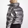 Metallic Nylon Ciré Puffer Jacket