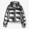 Metallic Nylon Ciré Puffer Jacket