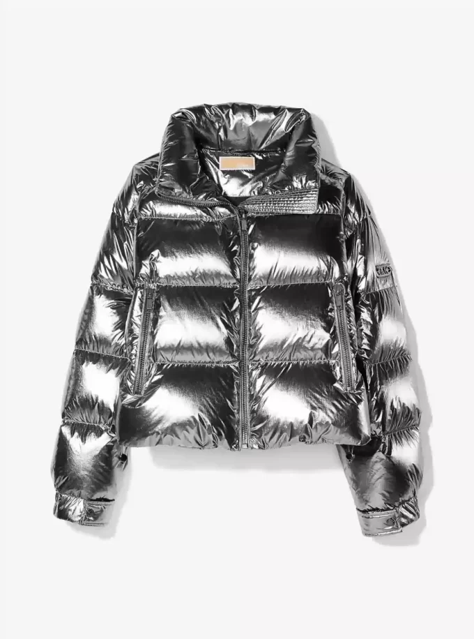 Metallic Nylon Ciré Puffer Jacket