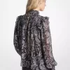 Metallic Paisley Print Georgette Blouse