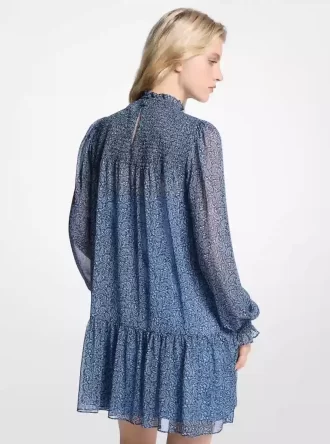 Metallic Paisley Print Georgette Dress