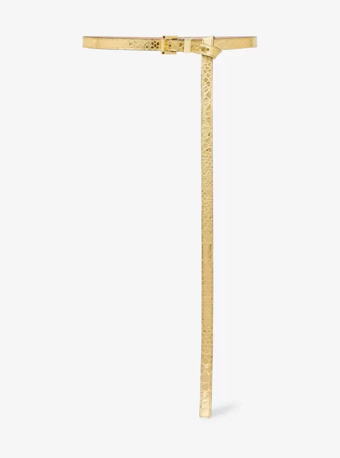 Metallic Python Embossed Leather Trouser Belt Metallic Python Embossed Leather Trouser Belt