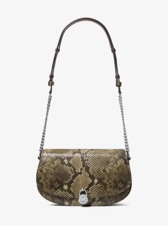 Mila Medium Snake Embossed Messenger Bag