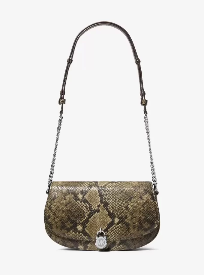 Mila Medium Snake Embossed Messenger Bag Mila Medium Snake Embossed Messenger Bag