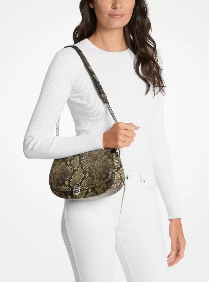 Mila Medium Snake Embossed Messenger Bag Mila Medium Snake Embossed Messenger Bag