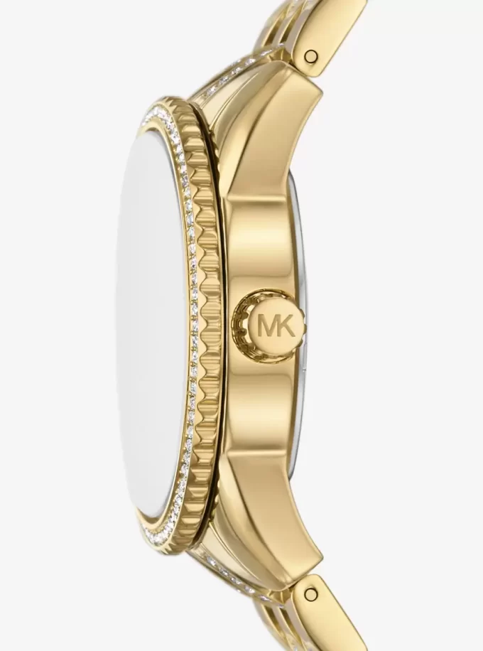 Mini Bryant Pavé Logo Gold-Tone Watch