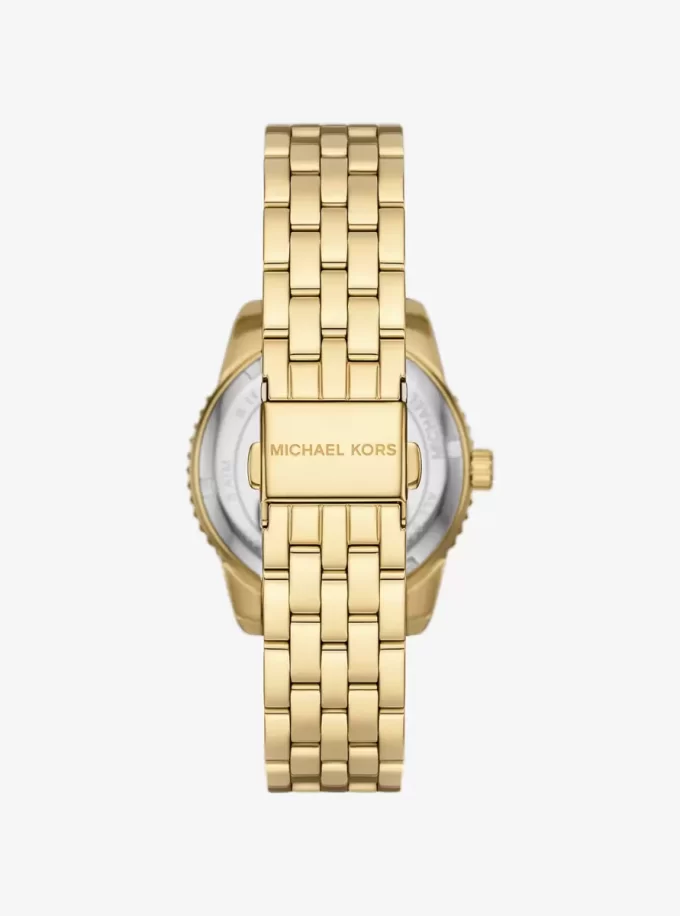 Mini Bryant Pavé Logo Gold-Tone Watch