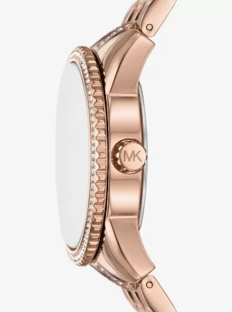 Mini Bryant Pavé Logo Rose Gold-Tone Watch
