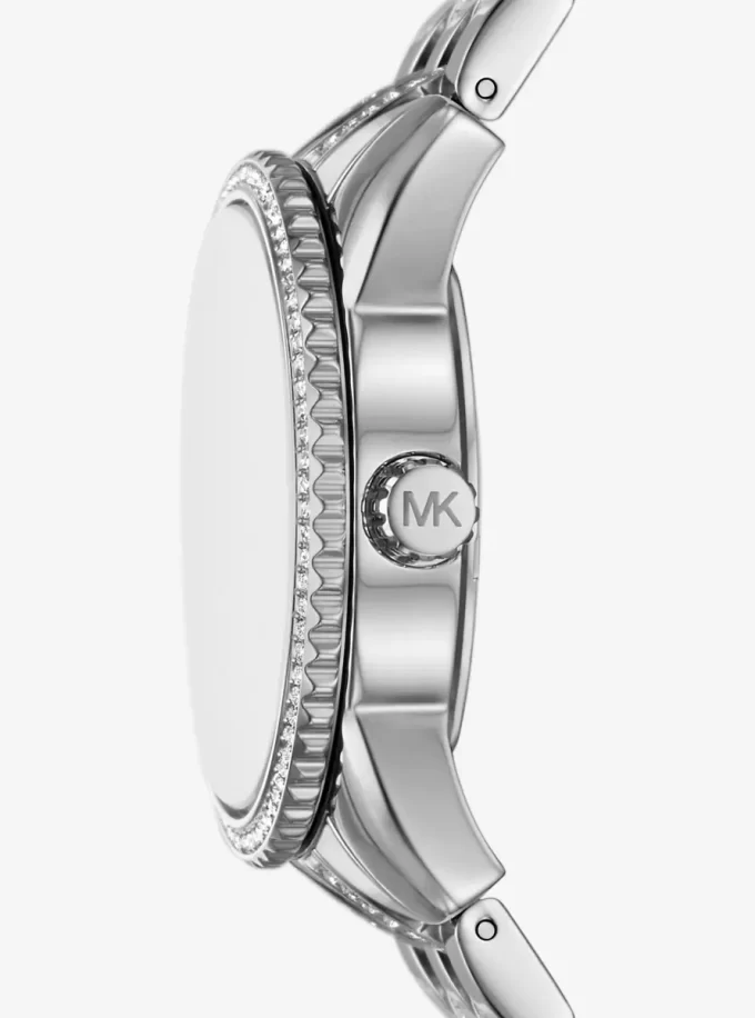 Mini Bryant Pavé Logo Silver-Tone Watch