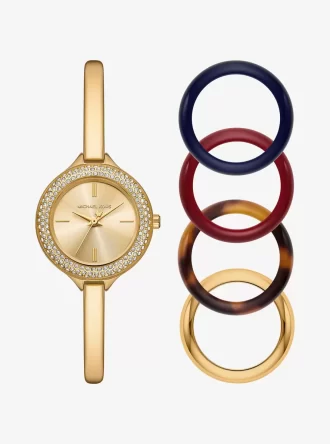 Mini Izzy Pavé Gold-Tone Watch and Interchangeable Bezel Set
