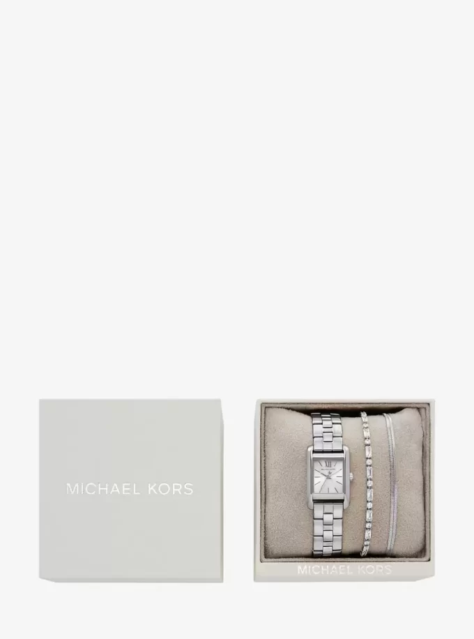 Mini Monroe Silver-Tone Watch and Jewelry Gift Set