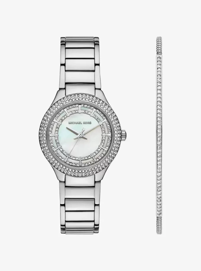 Mini Sylvia Pavé Silver-Tone Watch and Bracelet Gift Set