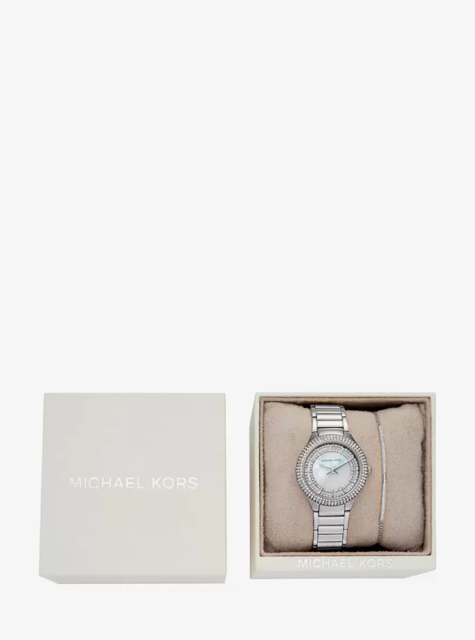 Mini Sylvia Pavé Silver-Tone Watch and Bracelet Gift Set