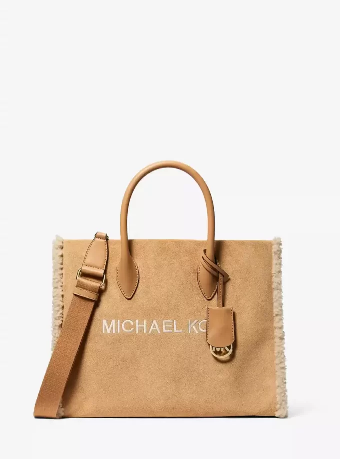 Mirella Medium Suede and Faux Shearling Tote Bag