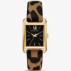 Monroe Gold-Tone and Leopard Print Calf Hair Watch