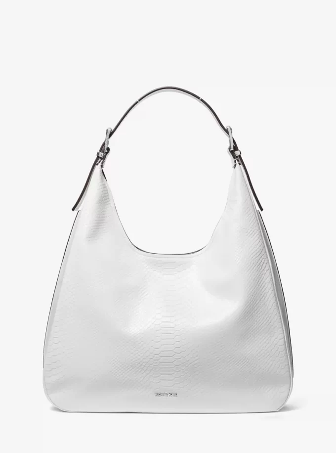 Nolita Large Snake Embossed Leather Hobo Shoulder Bag