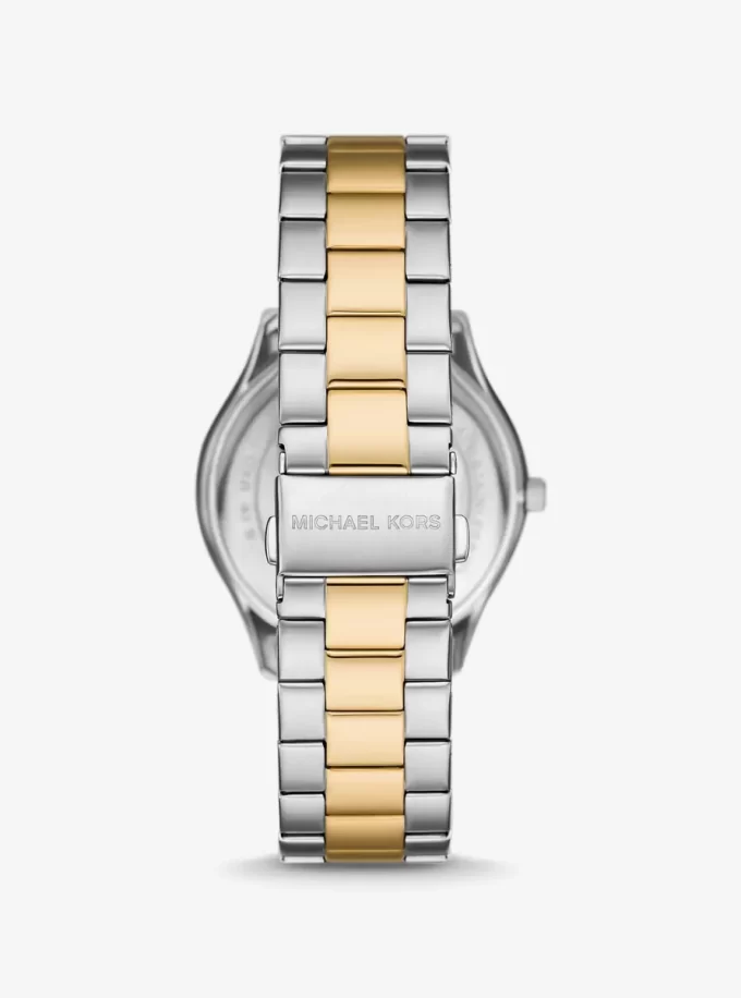 Oversized Aspyn Two-Tone Watch and Leather Card Case Gift Set