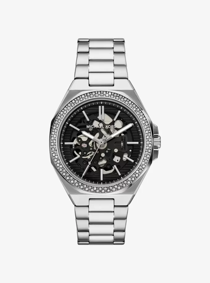 Oversized Callum Pavé Silver-Tone Watch Oversized Callum Pavé Silver-Tone Watch