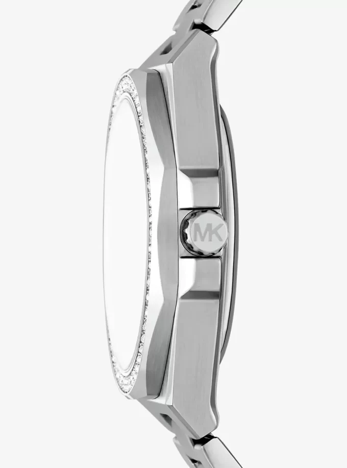 Oversized Callum Pavé Silver-Tone Watch Oversized Callum Pavé Silver-Tone Watch